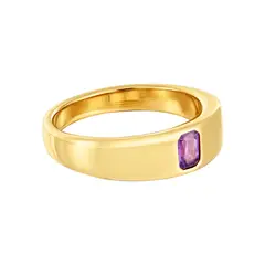 TOUS - Anillo sello con baño de oro 18 kt sobre plata y amatista Basic Colors