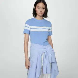 MANGO - Saco Mujer de Rayas Ajustado