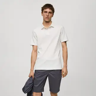 MANGO - Camiseta polo Hombre Manga corta Slim de Algodón