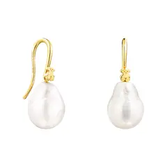 TOUS - Aros Gloss gota con baño de oro 18 kt sobre plata y perla