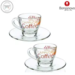 BORGONOVO - Taza Vidrio Set Café Mix Ischia 4 Pzs 5,7 cm