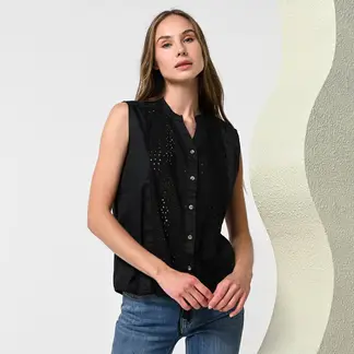 NEWPORT - Camisa Mujer con Ojalillo Sin mangas de Algodón