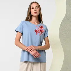NEWPORT - Camiseta Mujer con Estampado Manga corta de Algodón