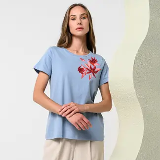 NEWPORT - Camiseta Mujer con Estampado Manga corta de Algodón