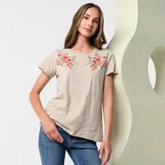 NEWPORT - Camiseta Mujer con Estampado Manga corta de Algodón