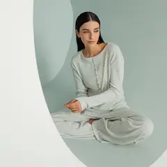 PUNTO BLANCO - Camiseta de pijama Mujer Medio Manga larga Algodón
