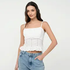 SYBILLA - Blusa Mujer Sin mangas de Algodón