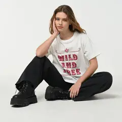 SYBILLA - Camiseta Mujer con Estampado Manga corta de Algodón