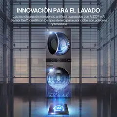 LG - Torre de Lavado Secado a gas 25kg WashTower WK25BS6 con IA