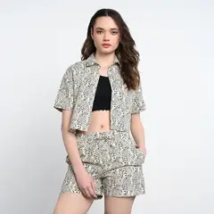 DENIMLAB - Short Mujer Tiro alto con Estampado de Algodón