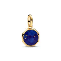 PANDORA - Charm Mini Medallón Grabable Azul Recubrimiento en Oro