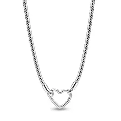 PANDORA - Collar Cadena de Serpiente con Hebilla de Corazón Plata Esterlina