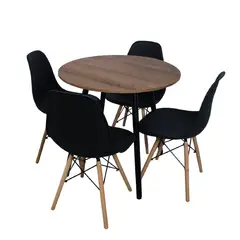 DKO DESIGN - Juego de Comedor 4 Puestos Redondo (Incluye Mesa + 4 Sillas)