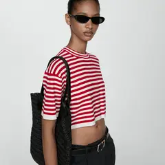 MANGO - Saco Mujer de Rayas Crop