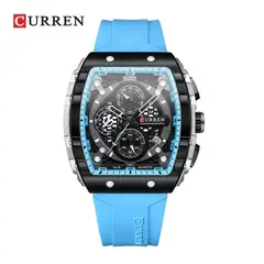 CURREN - Reloj para Hombre KREd8703 . Reloj Análogo Silicona Celeste