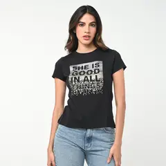 MOSSIMO - Camiseta Mujer Estampado Manga corta de Algodón