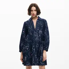DESIGUAL - Vestido Mujer Corto con con Estampado de Algodón