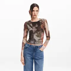 DESIGUAL - Blusa Mujer con Estampado Manga larga