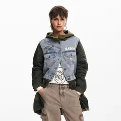 DESIGUAL - Chaqueta de jean Mujer con Estampado de Algodón