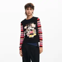 DESIGUAL - Camiseta Mujer con Estampado Manga larga de Algodón