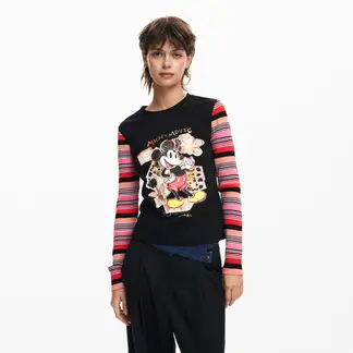 DESIGUAL - Camiseta Mujer con Estampado Manga larga de Algodón