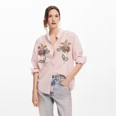 DESIGUAL - Camisa Mujer de Rayas Manga larga