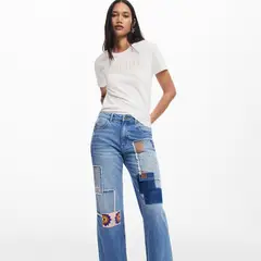 DESIGUAL - Jean Culotte Mujer Tiro alto