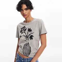 DESIGUAL - Camiseta Mujer con Estampado Manga corta de Algodón