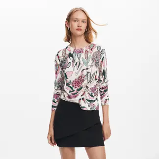 DESIGUAL - Blusa Mujer con Estampado Manga larga