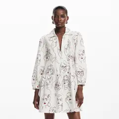 DESIGUAL - Vestido Mujer Corto con con Estampado de Algodón