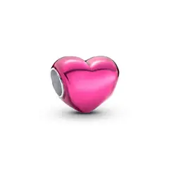 PANDORA - Charm Corazón Metálico Rosa Plata Esterlina