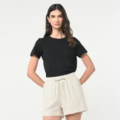 UNIVERSITY CLUB - Short Mujer Tiro alto de Rayas