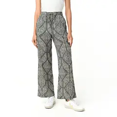 UNIVERSITY CLUB - Pantalón Wide Leg Mujer Tiro alto con Ojalillo