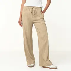 UNIVERSITY CLUB - Pantalón Wide Leg Mujer Tiro alto con Ojalillo