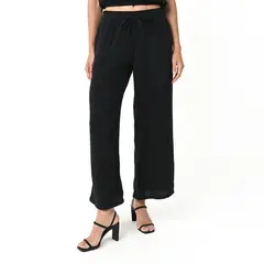 UNIVERSITY CLUB - Pantalón Wide Leg Mujer Tiro alto con Ojalillo de Algodón