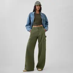 GAP - Pantalón Cargo Mujer Tiro medio de Algodón