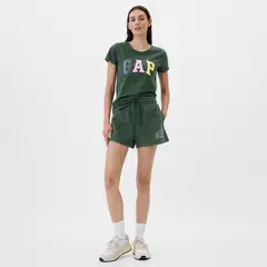GAP - Short Mujer Tiro alto con Logo de Algodón