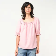 NEWBOAT - Blusa Mujer Manga corta de Algodón