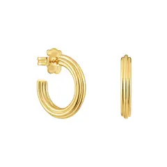 TOUS - Aretes de aro con baño de oro 18 kt sobre plata y motivo flor 1950