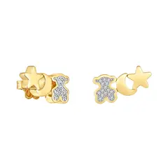 TOUS - Aretes trepadores con baño de oro 18 kt sobre plata y diamantes 1950