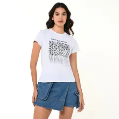MOSSIMO - Camiseta Mujer con Estampado Manga corta de Algodón