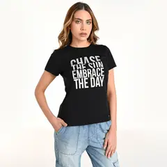 MOSSIMO - Camiseta Mujer con Estampado Manga corta de Algodón