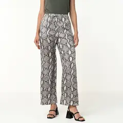 BASEMENT - Pantalón Wide Leg Mujer Tiro alto con Estampado