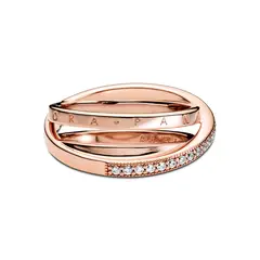 PANDORA - Anillo Banda Triple Recubrimiento Oro Rosa