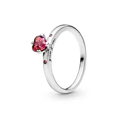 PANDORA - Anillo Corazon Rojo Reluciente En Plata Esterlina