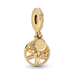 PANDORA - Charm Árbol Genealógico Brillante Recubrimiento en Oro