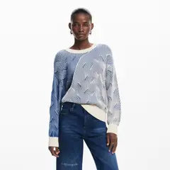 DESIGUAL - Saco Mujer de Rayas de Algodón