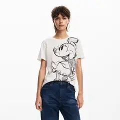 DESIGUAL - Camiseta Mujer con Estampado Manga corta de Algodón