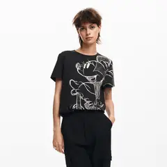 DESIGUAL - Camiseta Mujer Estampado Manga corta de Algodón