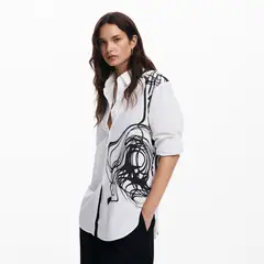 DESIGUAL - Camisa Mujer con Estampado Manga larga de Algodón